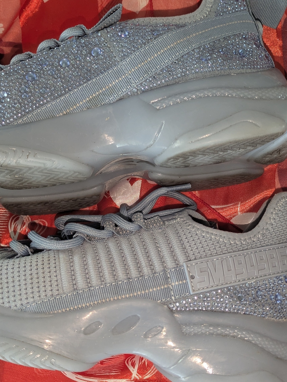 Steve Madden Maxima Light Blue Glitter Lace-Up Sneakers - Picture 4 of 8